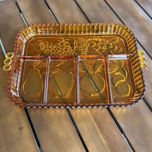 Vintage Amber Indiana Glass Serving Tray